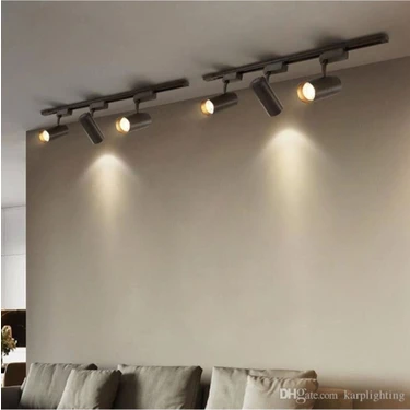 LED 6 Siyah Kasa Günışığı 6 Adet 30W Ray Spot Vitrin Armatürü 2 mt Raylı Spot Lamba Siyah G9 Tripod