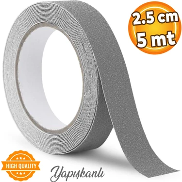 Badem10 Merdiven Zemin Kaydırmaz Bant Yapışkanlı Kaymaz Bant Bandı Gri 2.5 cm x 5