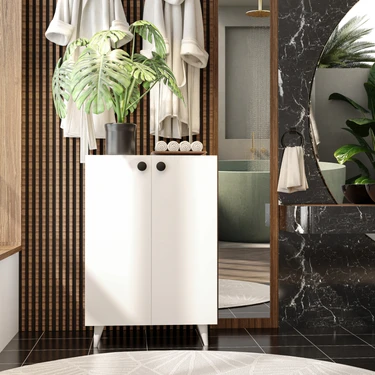 İmbaş 2 Kapaklı 3 Raflı Çok Amaçlı Dolap Ayakkabılık Mutfak Banyo Kiler