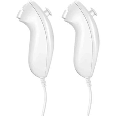 Kepang Beyaz-2 Adet-Sol Sağ El Nunchuck Wii El Kavisli Oyun Kolu Denetleyicisi Nintendo Wii Oyun