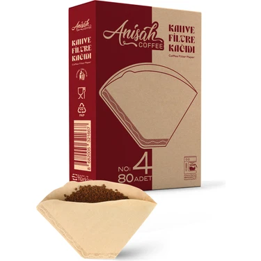 Anisah Coffee Filtre Kahve Kağıdı 4 Numara (80 Adet) | Kokusuz | Kimyasalsız | Doğa Dostu |