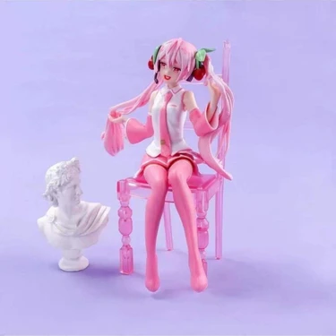 Hatsune Miku Kawaiii Sakura Kız Sandalyede Oturan Figür Modeli 15