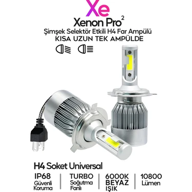 Suled   2024 Yeni Model - Zenon H4 LED Araba Far Ampül Xenon LED Uzun Kısa 10800 Lümen Şimşek