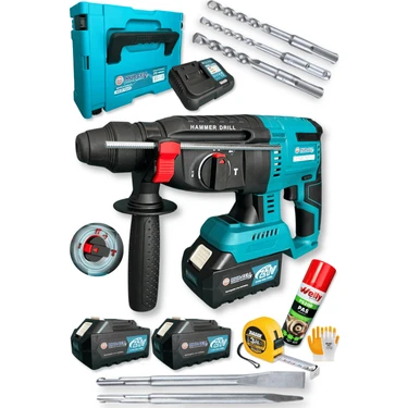 Dager DGR-4144 Kömürsüz 21 V 3 Ah Çift Akülü Şarjlı 3 Fonksiyon Kırıcı-Delici Hilti Matkap Setli +