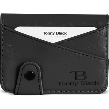 Tonny Black Orijinal Unisex Kartlıklı Kağıt Para Bölmeli Çok Gözlü Çıtçıtlı Yumuşak Deri Mini Şık