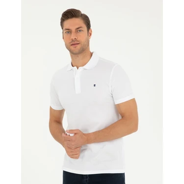 Pierre Cardin Erkek Beyaz Slim Fit Basic Tişört