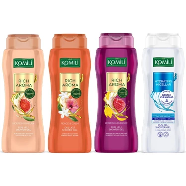 Komili Rich Aroma & Micellar Duş Jeli Seti - Vegan - 4 x 500