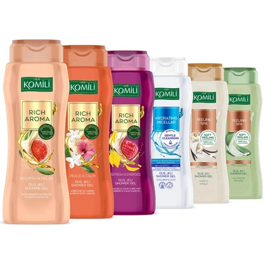 Komili Duş Jeli Tanışma Paketi 6'lı Set - Yeni Seri - Vegan - 6 x 500