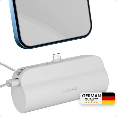 Woyax İphone Lightning Soketli Mini Powerbank 5000mah Type-c Dahili Kablolu Taşınabilir Şarj Cihazı