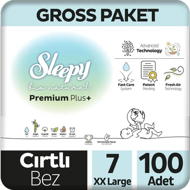 Sleepy Bio Natural Premium Plus Gross Paket Bebek Bezi 7 Numara Xxlarge 100