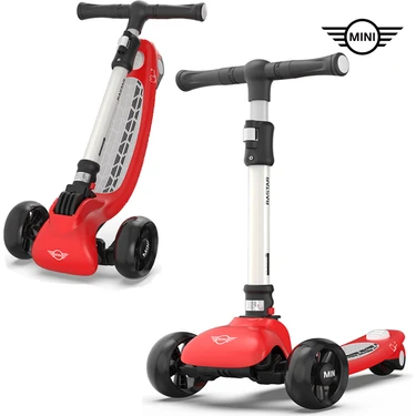 Mini Cooper Lisanslı 3 Tekerlekli Katlanabilir Ayarlanabilir Işıklı 50 kg Taşıma Kapasiteli Scooter