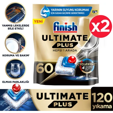 Finish Ultimate Plus 120 Kapsül Bulaşık Makinesi Deterjanı Tableti ( 2 x 60