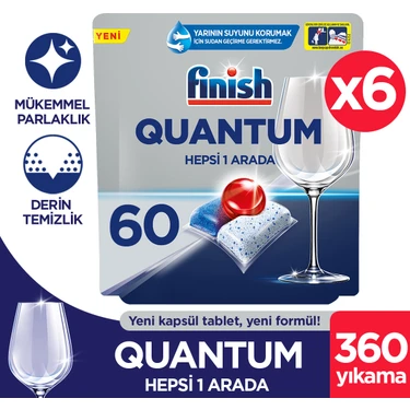 Finish Quantum 360 Kapsül Bulaşık Makinesi Deterjanı Tableti (6 x 60