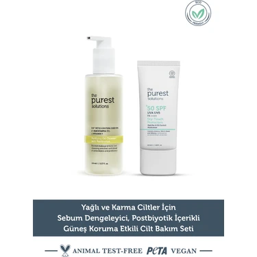The Purest Solutions Yağlı-Karma Ciltler Için Arındırıcı, Matlaştırıcı Güneş Koruma Etkili Bakım Seti — Hepsiburada ürün görseli