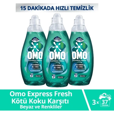 Omo Express Fresh Kötü Koku Karşıtı Beyaz & Renkliler Sıvı Çamaşır Deterjanı 1480 ml x 3