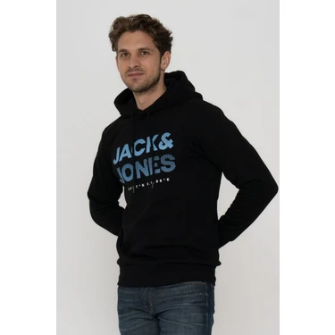 Jack & Jones Erkek Kapüşonlu Logo Baskılı Sweatshirt -