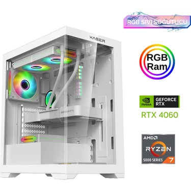 Xaser XSR826 Ryzen 7 5700X 16GB Ram 512GB M.2 Nvme SSD 8gb RTX4060 Sıvı Soğutma Oyuncu