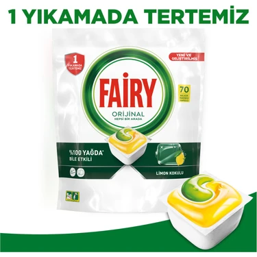 Fairy Hepsi Bir Arada Bulaşık Makinesi Deterjanı Tableti / Kapsülü Limon Kokulu 70