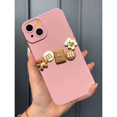 OSG Apple iPhone 14 Uyumlu Kamera Korumalı Ayıcık Figürlü Chocolate Bear