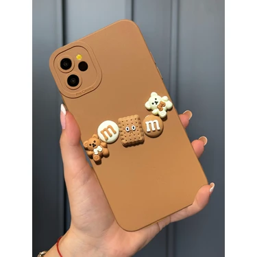 OSG Apple iPhone 11 Uyumlu Kamera Korumalı Ayıcık Figürlü Chocolate Bear