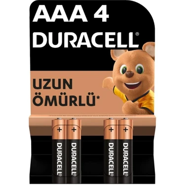 Duracell Alkalin AAA İnce Kalem Pil, 1,5 V LR03/MN2400, 4’lü