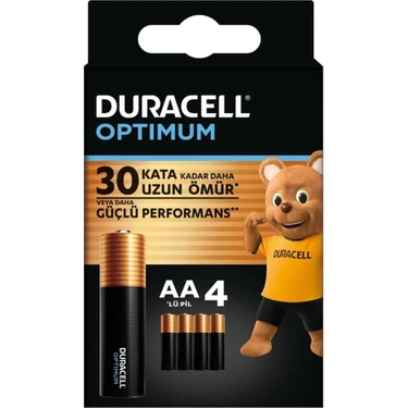 Duracell Optimum AA Pil (4'lü paket), Alkalin Pil 1,5V, LR6