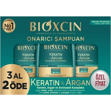 Bioxcin Keratin & Argan Onarıcı Bakım Şampuan 300 ml 3 Al 2 Öde - Yıpranmış ve Hassas