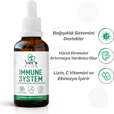 Vet's Plus Immune System Damla 50ml (Kedi ve Köpekler İçin Vücut Direnci