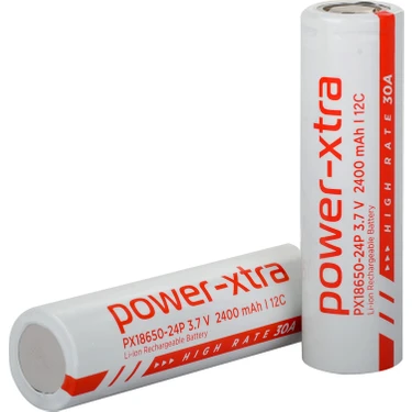 Power-Xtra PX18650-24P - 3.7V 2400 Mah Li-Ion Şarjlı Pil - 12C -