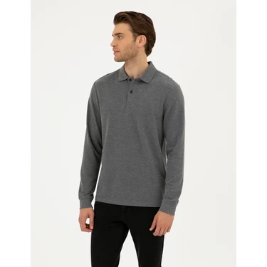 Pierre Cardin Erkek Antrasit Melanj Slim Fit Basic Sweatshirt