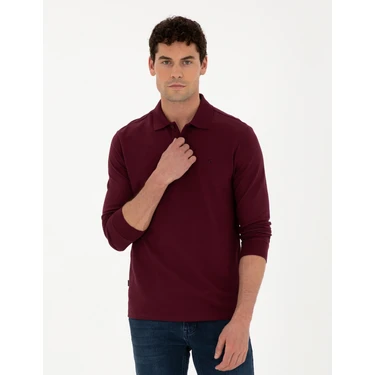 Pierre Cardin Erkek Bordo Slim Fit Basic Sweatshirt