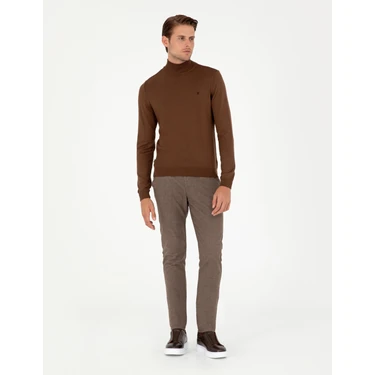 Pierre Cardin Erkek Kahverengi Slim Fit Kanvas Pantolon