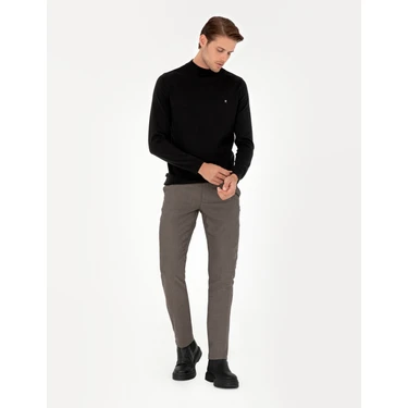 Pierre Cardin Erkek Kahverengi Slim Fit Kanvas Pantolon