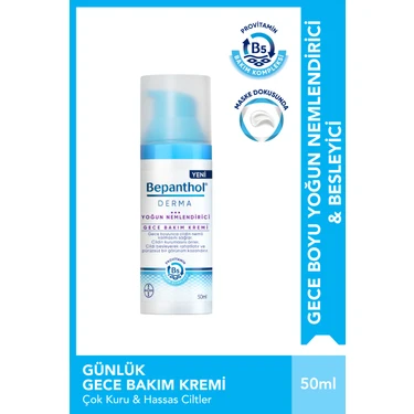 Bepanthol Derma Yoğun Nemlendirici Gece Bakım Kremi 50ML l Provitamin B5 Bakım