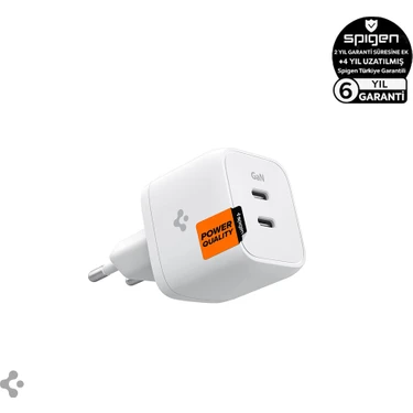 Spigen 35W GaN USB-C 2 Port Mini Adaptör - Samsung PPS Destekli Hızlı Şarj Aleti iPhone & Android &