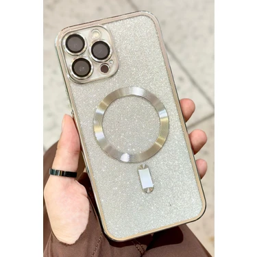 iPhone 15 Pro Kamera Korumalı Parlak Simli Magsafe Destekli Modern Shimmer