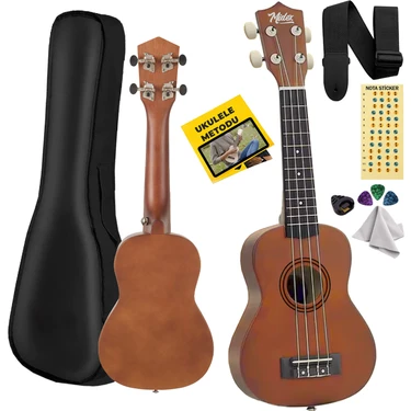 Midex UKX-901M Brown Soprano Ukulele (Askı Çanta Metod