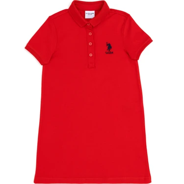 U.S. Polo Assn. Kız Çocuk Kırmızı Elbise (Örme)