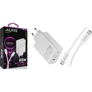 Ev Tipi 65W Ultrahızlı 3 USB Girişli Saliseölçerli Şarj Cihazı