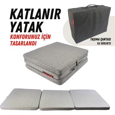 Xpermate Katlanır Yatak Yer Yatağı Çantalı Katlanır Sünger Yatak Misafir Yatağı 70X180X6