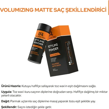 Black & Red Saç Şekillendirici Toz Wax Hacimli Ve Mat Görünüm - Matte Toz Wax -