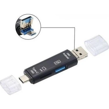 UltraTekno SDA-103 Type-C To USB 3.0 Flash Otg Veri Aktarım Sd Tak Çalıştır Kart Okuyucu