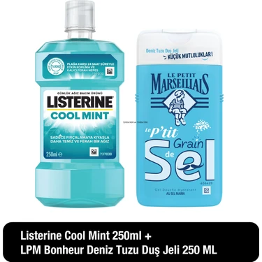 Listerine Cool Mint 250 ml + Le Petit Marseillais Bonheur Deniz Tuzu Duş Jeli 250