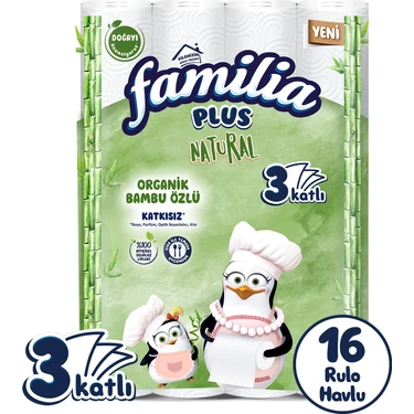 Familia Plus Natural Penguen Gofrajlı 16'lı Havlu