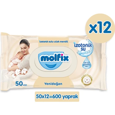 Molfix İzotonik Sulu Islak Mendil Yenidoğan 600