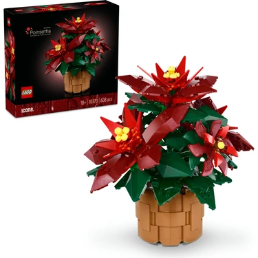 LEGO® Icons Ponsetya 10370 - Yetişkinler Için Atatürk Çiçeği (Poinsettia) Yapım Seti (608