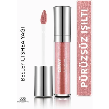 Dewy Lip Glaze Nemlendirici Etkili Yarı Transparan Dudak Parlatıcısı (005 Bronze Statue)