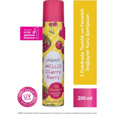 URBAN Care Hello Cherry Berry Hacimlendirici Kuru Şampuan- Vegan- Uv Korumalı- 200