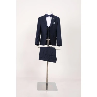 Doctor Junior Erkek Çocuk Slim Fit Lacivert Takım Elbise Poliviskon Kumaş Modeli
