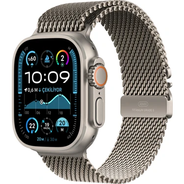 Apple Watch Ultra 2 GPS + Cellular, 49 mm Natürel Titanyum Kasa ve Natürel Titanyum Milano Loop -